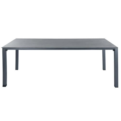 Business Garden | Tempered glass and aluminium garden table in charcoal grey W 220cm - TI83356