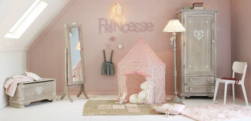 Tente de Jeu pour Enfants Filles Château Princesse Cabane Maison Jouet LED Lampe 