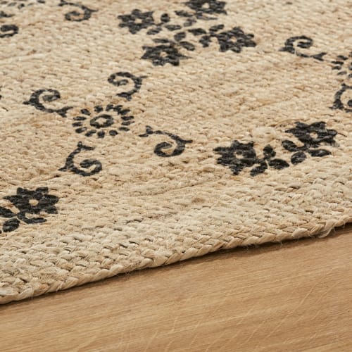 Textil Teppiche | Teppich aus Flechtjute, beige mit Flieseneffekt, anthrazit, 140x200cm - PJ99010