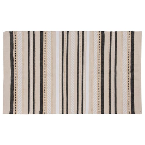 Textil Teppiche | Teppich aus gewebter Baumwolle, beige, ecru und anthrazitgrau, 90x150cm - NH25813