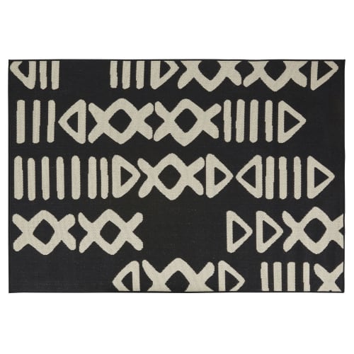 Garten Outdoor-Teppiche | Teppich aus Polypropylen, schwarz und grau, 160x230cm - UH30023