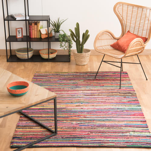 Textil Teppiche | Teppich aus recycelter Baumwolle und Jute, mehrfarbig, 140x200cm - ZV35783