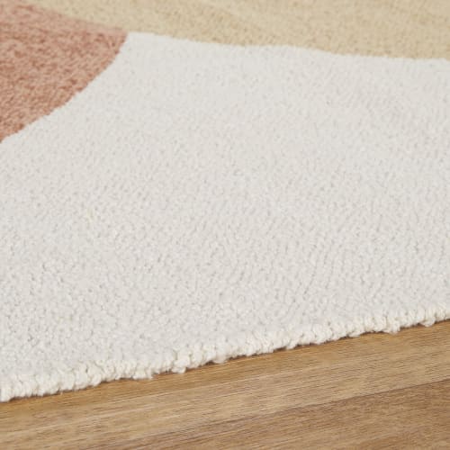 Textil Teppiche | Teppich aus recycelter, geknüpfter Baumwolle mit ecrufarbenen, altrosafarbenen und braunen grafischen Motiven, 140x200cm - VH14934