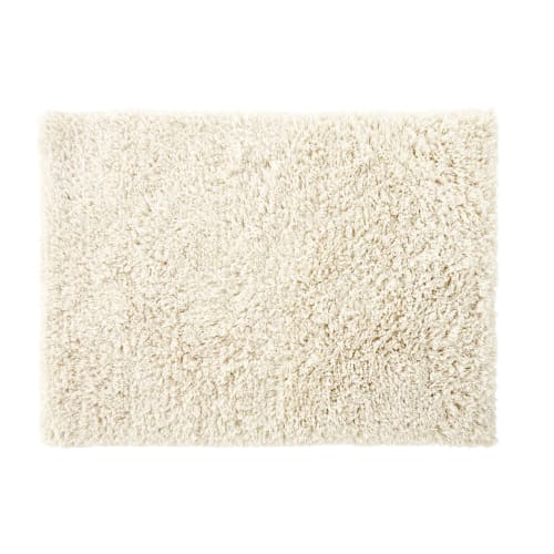 Teppich aus Wolle und Baumwolle in Ecru 140x200
