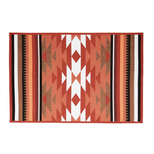 Terracotta polypropylene rug with graphic print 160x230cm