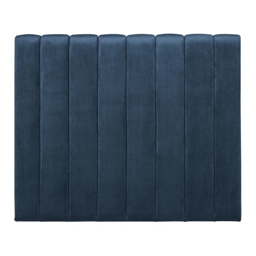 Testata da letto imbottita in velluto blu, 160 cm