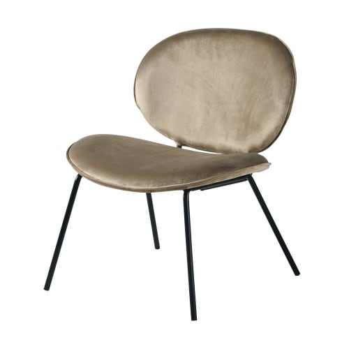 Sofas und sessel Sessel | Tiefer Sessel mit Samtbezug, beige-cappuccinobraun - AQ43295