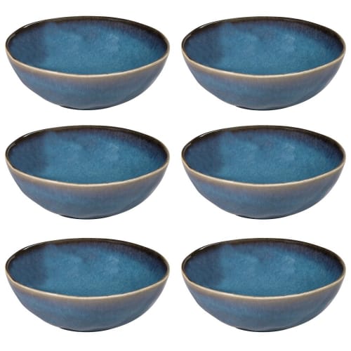 Tiefer Teller aus Keramik blau - Set aus 6
