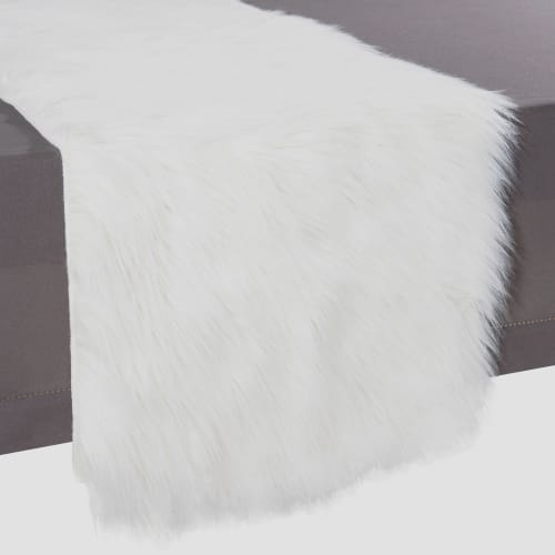 Tischläufer aus Kunstfell, L 160 cm, weiß