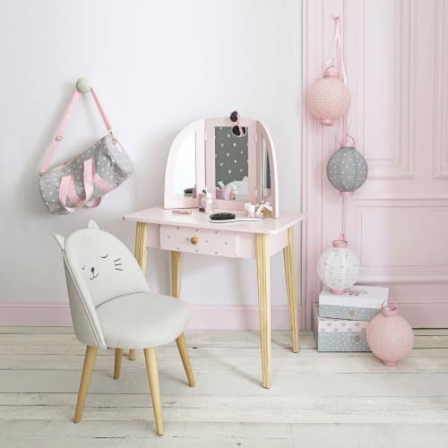 escena tierra principal sonrojo Tocador infantil con 1 cajón rosa claro April | Maisons du Monde