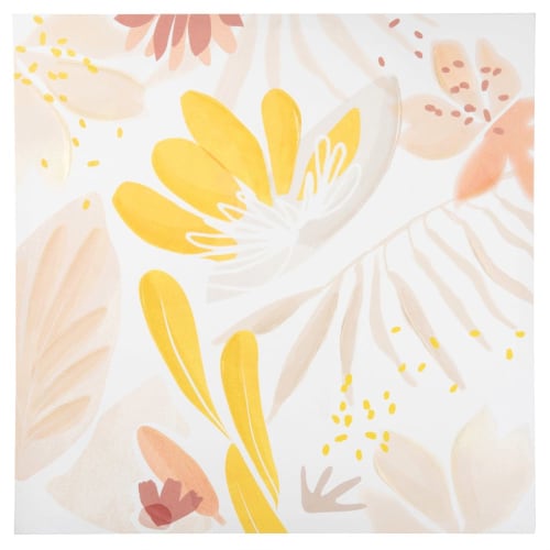 Toile Blanche Imprime Floral Multicolore 50x50 Melinda Maisons Du Monde
