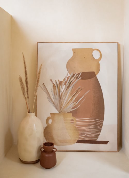 Déco Toiles et tableaux | Toile imprimée et peinte beige, écrue et marron 60x80 - OZ34050