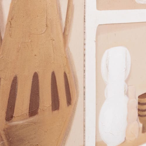 Déco Toiles et tableaux | Toile imprimée et peinte vases beiges, écrus et marron 66x80 - TW04784