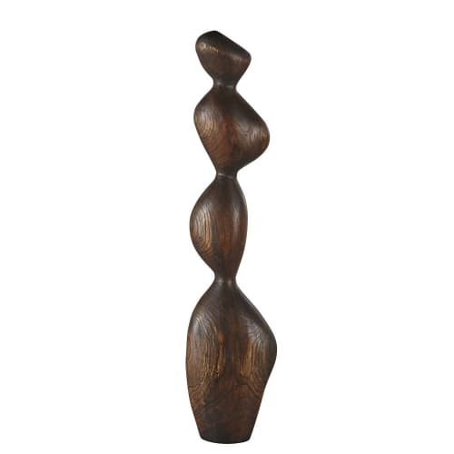 Totem-Figur aus braunem Akazienholz, H73cm