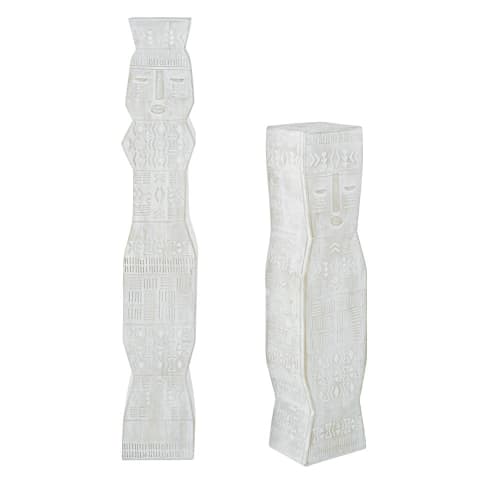 Déco Bustes et statues | Totems déco en argile grise blanchie (x2) H121 - CQ32067