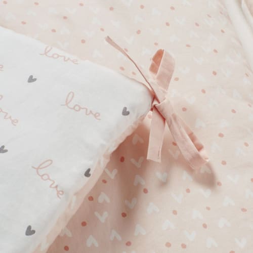 Tour De Lit Bebe En Coton Blanc Et Rose A Motifs Lila Maisons Du Monde