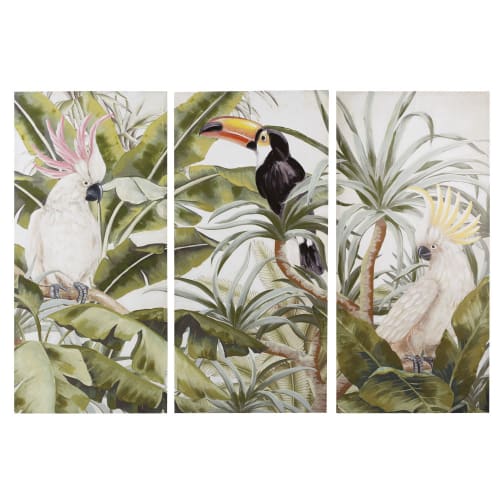Dekoration Bilder | Triptychon aus Leinen mit tropischem Druckmotiv 270x190 - AN64273