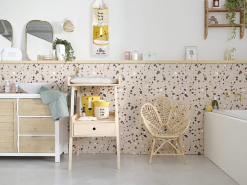 Trousse De Toilette Bebe En Coton Blanc Gris Et Argente Celeste Maisons Du Monde