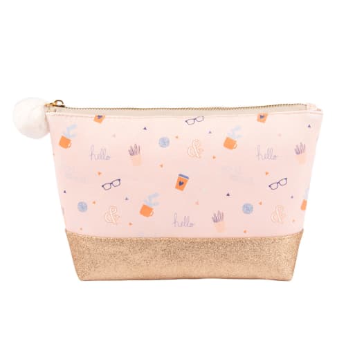 Trousse De Toilette Bicolore A Motifs Et Pompon Moodern Maisons Du Monde
