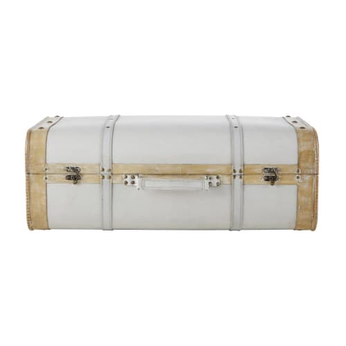 Möbel Aufbewahrungsboxen und Truhen | Truhe aus Pappelholz, weiß und braun - XK21987