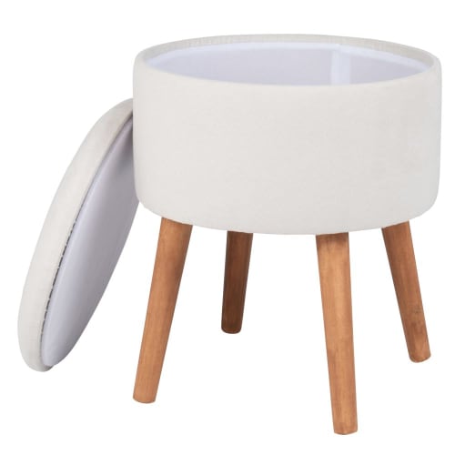 Möbel Hocker und Sitzhocker | Truhenhocker mit Füßen aus Kautschukholz, grau - CK84141