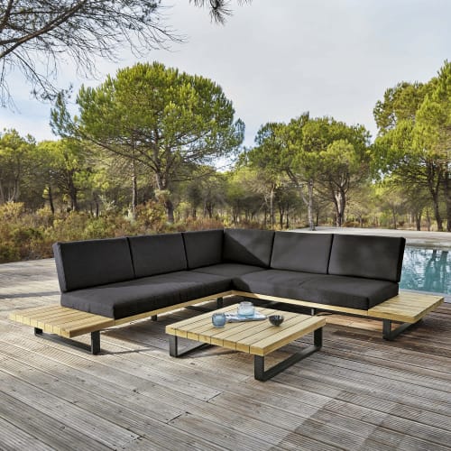 familie Pelmel ritme Tuinset van massief acaciahout en aluminium met 4/5 zitplaatsen Bahamas | Maisons  du Monde