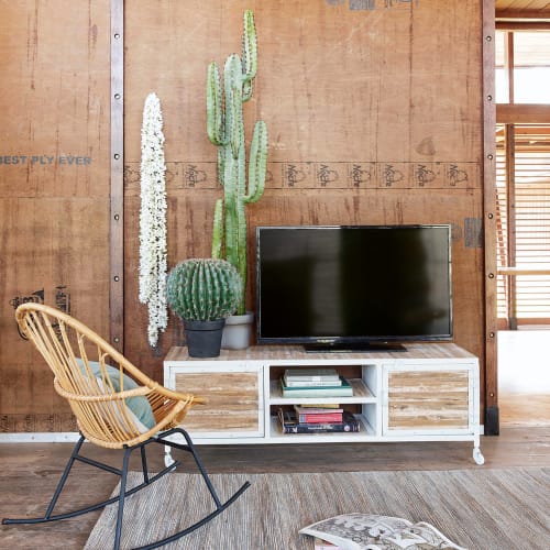 TV Lowboard aus Metall und Holz, B 140 cm, weiß Mistral TV Lowboard aus Metall und Holz, B 140 cm, weiß Mistral