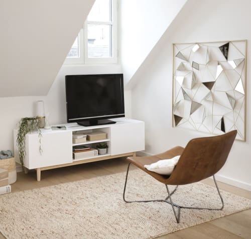 Möbel TV-Möbel | TV-Lowboard im Vintage-Stil 2 Türen, weiß - LO50186