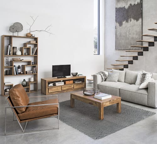 Möbel TV-Möbel | TV-Lowboard mit 3 Schubladen aus massivem Akazien- und Sheeshamholz - EG21367