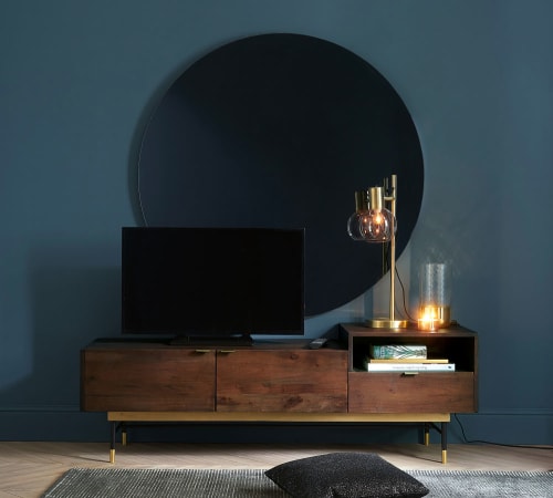 Möbel TV-Möbel | TV-Möbel im Vintage-Stil mit 2 Türen aus Akazienholz - OE85250
