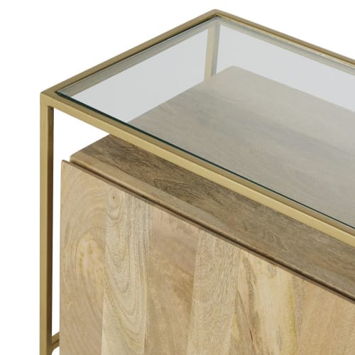 Möbel TV-Möbel | TV-Möbel mit 2 Türen und 2 Schubladen aus Glas und messingfarbenem Metall - HQ34451