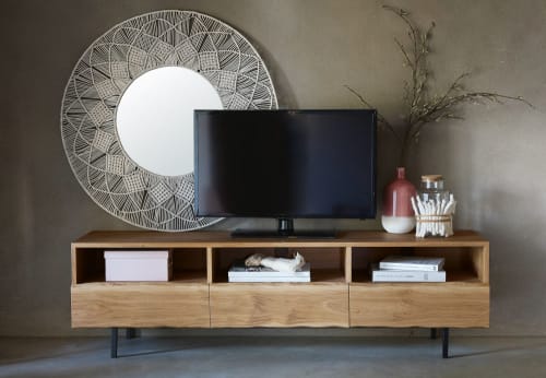 Möbel TV-Möbel | TV-Möbel mit 3 Schubladen aus massivem Eichenholz - HE33701