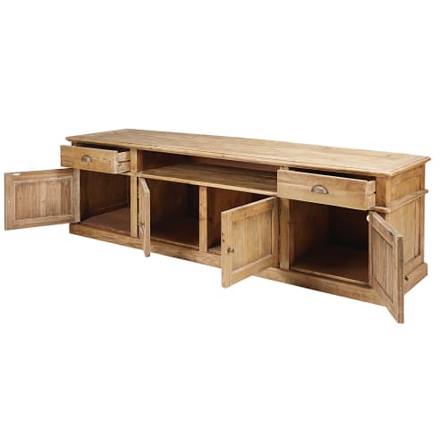 Möbel TV-Möbel | TV-Möbel mit 4 Türen und 2 Schubladen aus recyceltem, gealtertem Kiefernholz - YU51894