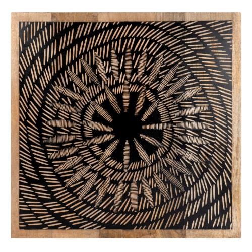 TwoTone Carved Mango Wood Wall Art 60x60 Louan Maisons du Monde
