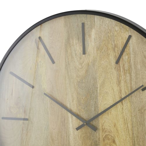 Dekoration Uhren und Wecker | Uhr aus Mangoholz und schwarzem Metall, D86cm - YU88085