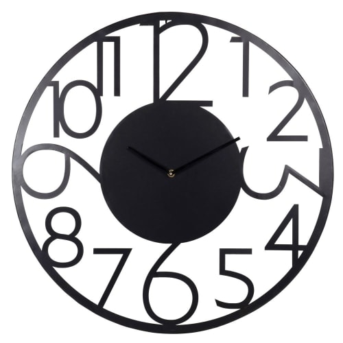 Dekoration Uhren und Wecker | Uhr aus schwarzem Metall, D60cm - HW57342