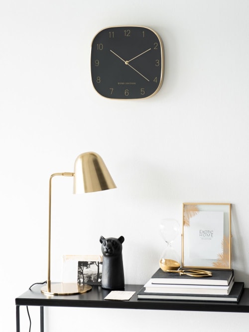 Dekoration Uhren und Wecker | Uhr aus schwarzem und goldfarbenem Metall, 29x29cm - EV65487