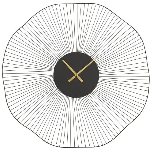 Dekoration Uhren und Wecker | Uhr aus schwarzem und goldfarbenem Metalldraht, D100cm - ZT20658