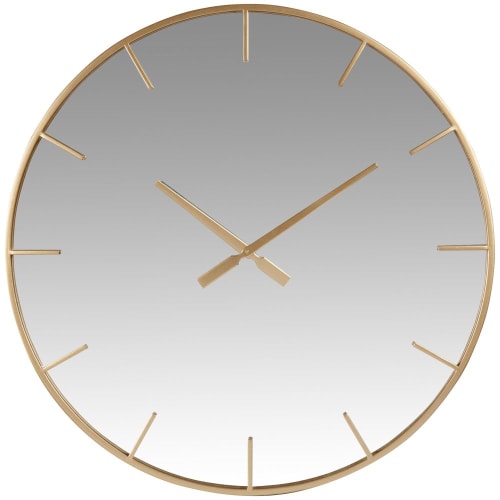 Uhr mit Spiegel und goldfarbenem Metall, D60cm