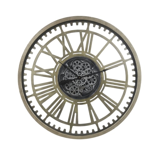 Dekoration Uhren und Wecker | Uhr mit Zahnrädern, anthrazitgrau, D90cm - JB69071