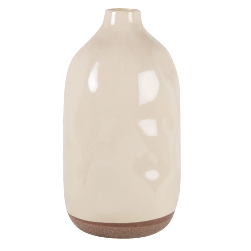 Dekoration Vasen | Vase aus beigem und braunem Steingut, H33cm - NH83284