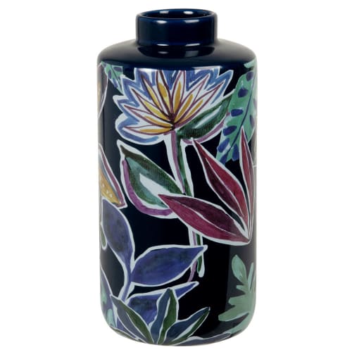 Dekoration Vasen | Vase aus Dolomit mit dreifarbigen Motiven, H24cm - VW80028