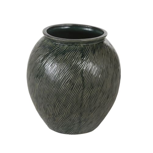 Dekoration Vasen | Vase aus grünem und weißem Steingut, H43cm - AP05175