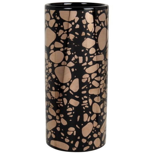 Dekoration Vasen | Vase aus schwarzem und goldfarbenem Dolomit, H25cm - PS72615