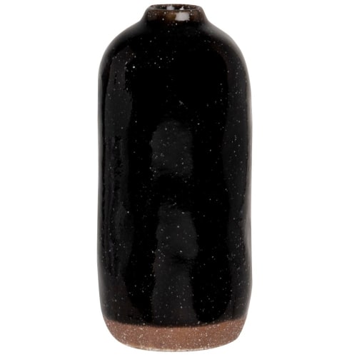Vase aus Steinzeug, schwarz, H18