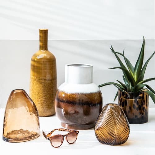 Dekoration Vasen | Vase aus Steinzeug, senfgelb H41 - XH10817