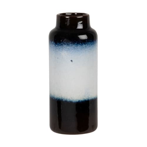 Dekoration Vasen | Vase aus weißem, blauem und braunem Porzellan, H15cm - QM58746