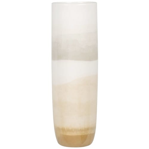 Dekoration Vasen | Vase aus weißem und ecrufarbenem Dolomit, H28cm - YN20528