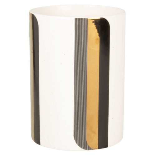 Dekoration Vasen | Vase aus weißem und goldfarbenem Dolomit, H20cm - VZ77975