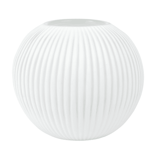 Vase boule en verre strié blanc H22 Maisons du Monde